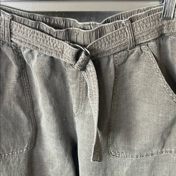 Nicole Miller distressed Gray Cargo Linen blend Pants Relaxed Fit size Medium - Picture 4 of 14